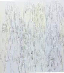 Ghada Amer, Grey Iman, 2001, acrylic, embroidery and gel on canvas