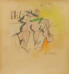 Willem de Kooning, Tattooed Lady, 1953, pencil and crayon on paper