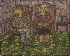 Leon Kossoff, Two seated Figures no.1 (My Parents), 1980, oil on board