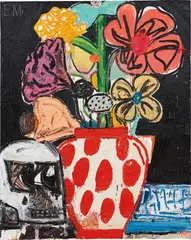 Skull-Life by Eddie Martinez, 2010, oil and acrylic on canvas, sold May 2016
