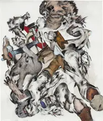 Untitled by Ahmed Alsoudani, 2009, charcoal, acrylic and pastel on paper, offered May 2016