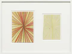 Mark Grotjahn, Untitled (CR.CY and Cream Butterfly Blonde Butterfly Drawing in Two Parts), 2009, colored pencil on paper, in 2 parts