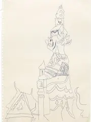 Ornamental Statue by Andy Warhol, 1956, ballpoint ink on paper, sold May 2016