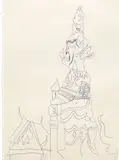 Andy Warhol, Ornamental Statue, 1956, ballpoint ink on paper