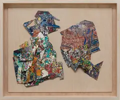 Map II by Sam Gilliam, 1994, polypropylene, acrylic and monoprint on an assemblage of collaged paper, with aluminum fasteners on wood panel, in artis, sold May 2016