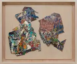 Sam Gilliam, Map II, 1994, polypropylene, acrylic and monoprint on an assemblage of collaged paper, with aluminum fasteners on wood panel, in artist's frame