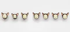 Heads by Yoshitomo Nara, 1998, fiberglass, resin, lacquer, cotton, sold May 2016