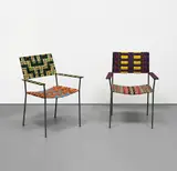 Two works: (i) Onkel Stuhl (Uncle Chair); (ii) Onkel Stuhl (Uncle Chair) by Franz West, 2006, woven synthetic textile over steel tubular frame, sold May 2016