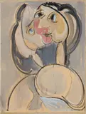 Max Weber, Three Heads, 1955, gouache on paper laid on cardboard