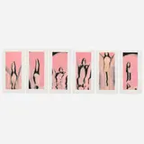 Larry Bell, Six works from the Pink Ladies series, 1974, screenprint in colors with flocking