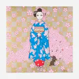 Maiko in Kyoto, Cherry Blossoms on Blue by Takashi Murakami, 2024, offset lithograph in colors, sold May 2026