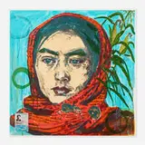 Hung Liu, Immigrant (from the Official Portraits series), 2006, lithograph in colors and collage on BFK Rives