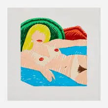 Tom Wesselmann, Shiny Nude (from the Rubber Stamp Portfolio), 1977, rubber stamps in colors on Kromekote coated white wove