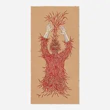 Felipe Baeza, Desviación, 2023, screenprint in colors with collage on Coventry Rag