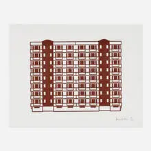Apartment 5 by Julian Opie, 2021, woodcut in colors, sold May 2026