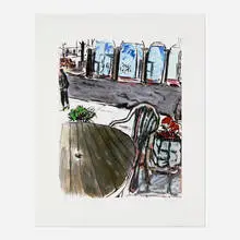 Bob Dylan, Sidewalk Cafe, 2011, giclée print in colors on Hahnemühle 350gsm Museum Etching