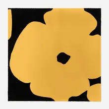Donald Sultan, Gold Flowers, March 3, 2011, 2011, screenprint in colors with hand-applied Silica on Sauders Waterford