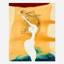 Julian Schnabel, Bandini (His Foe Pursued) (from the View of Dawn in the Tropics series), 1998, screenprint in colors with hand-painted elements and poured resin