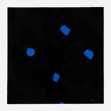 Donald Sultan, Black and Blues, March 30 2011, 2011, screenprint in colors with hand-applied Silica on Sauders Waterford