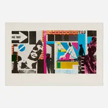 Romare Bearden, Untitled (Street Scene), 1972, offset lithograph in colors
