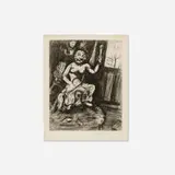 Marc Chagall, Le statuaire et la statue de Jupiter (from the Jean de La Fontaine: Fables portfolio), etching