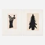 Donald Baechler, Two works from the Flowers and Trees (for Klaus Wittman) portfolio