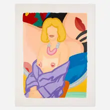 Tom Wesselmann, Claire Sitting with Robe Half Off, 1993, screenprint in colors on museum board