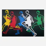 Julian Opie, Men Sprinters 3, 2024, acrylic lenticular print mounted to white acrylic