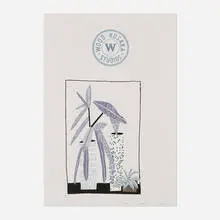 Jonas Wood, Notepad Doodle 3 (State III), 2018, lithograph in colors on gray Magnani Pescia