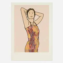 Anya With Cocktail Dress by Julian Opie, 2005, offset lithograph in colors, sold Jun 2026