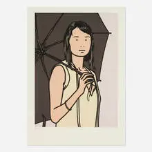 Hijri with Umbrella by Julian Opie, 2005, offset lithograph in colors, sold Jun 2026