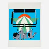 John Wesley, Anglo-Egyptian Camel Corps With French Dirigible, 1970, screenprint in colors