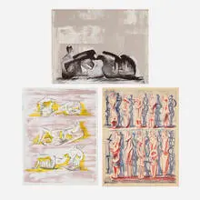 Henry Moore, Three works for XXe Siècle, lithograph in colors