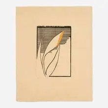Donald Sultan, Yellow Iris, 1982, woodcut and linocut in colors with hand-drawn graphite additions
