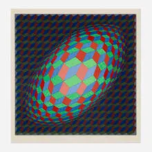 Victor Vasarely, Omega V, 1979, screenprint in colors