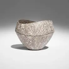 Daisuke Iguchi, Guinomi (sake cup), 2022, ash-coated earthenware with silver striated slip