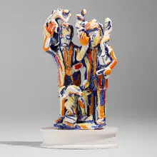 Viola Frey, Two Men and Figurines, 1985-86, glazed earthenware