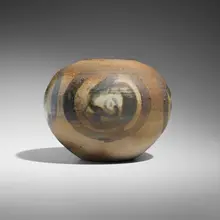 Early vase by Toshiko Takaezu, c. 1958, glazed stoneware, sold Jun 2026