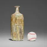 Beatrice Wood, Vase and artist-signed baseball, c. 1980, lustre-glazed earthenware, baseball