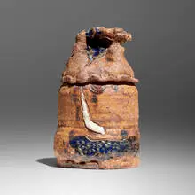 Robert Carston Arneson, Untitled (lidded vessel), 1963, glazed earthenware