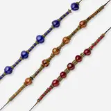Doyle Lane, Collection of three necklaces, c. 1978-2000, leather, metal, glazed ceramic