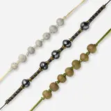 Doyle Lane, Collection of three necklaces, c. 1978-2000, leather, cloth, metal, glazed ceramic
