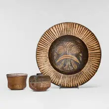 Collection of three tabletop articles by Marguerite Wildenhain, c. 1955, glazed stoneware, sold Jun 2026