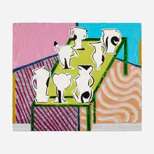 The White & Black Set by Betty Woodman, 2015, woodcut and lithograph in colors with chine collé and collage, sold Jun 2026