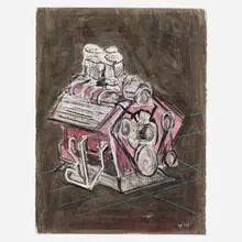 Jason Meadows, Engine, 2011, ink, watercolor, charcoal and oil stick on paper