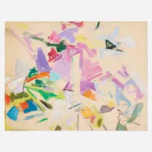 Mercedes Matter, Abstraction with Purple, gouache on paper