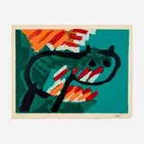Karel Appel, Green Cat (from the Cats portfolio), 1978, screenprint in colors on Japan