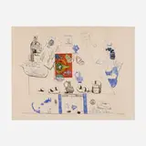 Saul Steinberg, The Matisse Post Card (from the Six Drawing Tables portfolio), 1970, offset lithograph in colors with collaged offset lithograph in colors