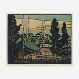William S. Rice, Melrose Heights, c. 1920, woodcut in colors