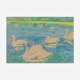 Margaret Jordan Patterson, Swans, 1920, woodcut in colors